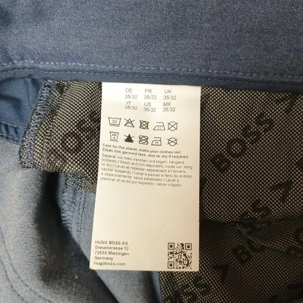 Hugo Boss Pants Men 35x32 Blue Delaware Slim Fit Microfiber Stretch Tapered Work